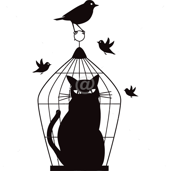 B3016-Cage-Decor-animal-butterfly-sticker-wall-cat