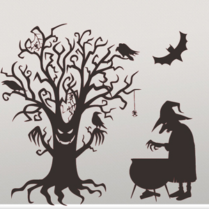 V4019-Witch-tree-sport-sticker-wall-halloween
